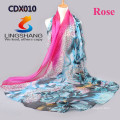 Lingshang leopard hot sale flower printed girl dress latest style fashion magic scarf chiffon scarf